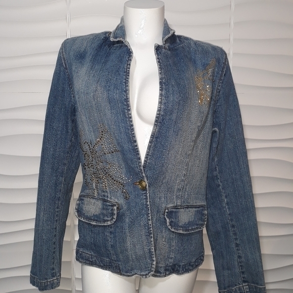 American Exchange Jackets & Blazers - American Exchange Butterfly Denim Blazer